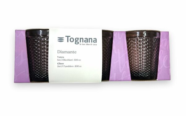Tognana - Set 3 bicchieri da 300 ml ciclamino linea Diamante rosa - immagine 2