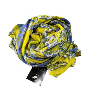 Foulard sciarpa donna giallo e blu a fantasia Basile BS.220