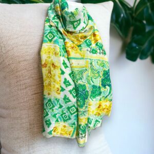 Foulard sciarpa donna verde giallo a fantasia Brava moda LXF-2053